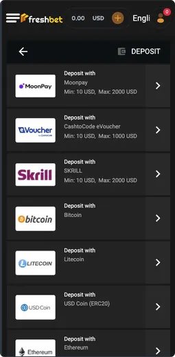 Freshbets deposit
