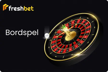 Freshbet casino roulettehjul med röda och svarta nummer som representerar klassiska bordsspel