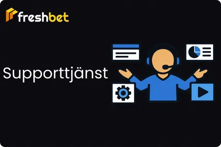 Kundsupportmedarbetare med hörlurar presenterar glatt livechatt, statistik, inställningar och videosupportalternativ